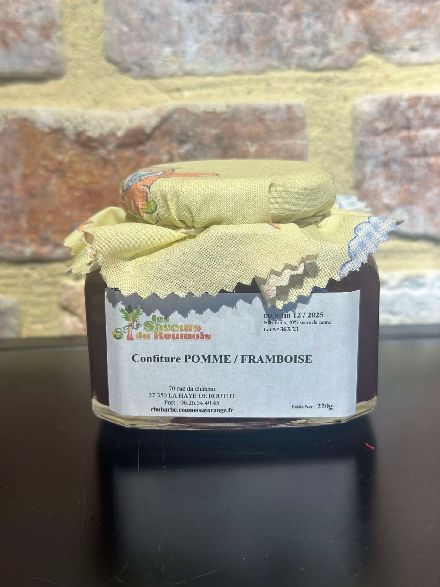 Confiture Artisanale Pomme, Framboise 220gr