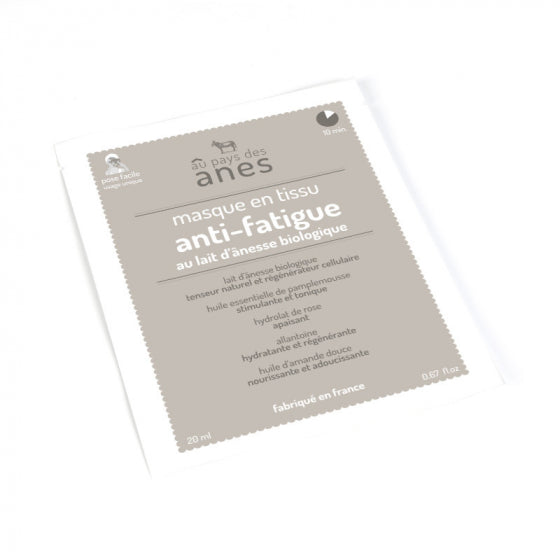 Masque Anti-fatigue en tissu au lait d'ânesse biologique 20 ml