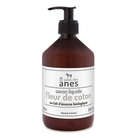 Savon liquide au lait d'ânesse biologique Fleur de Coton 500 ml