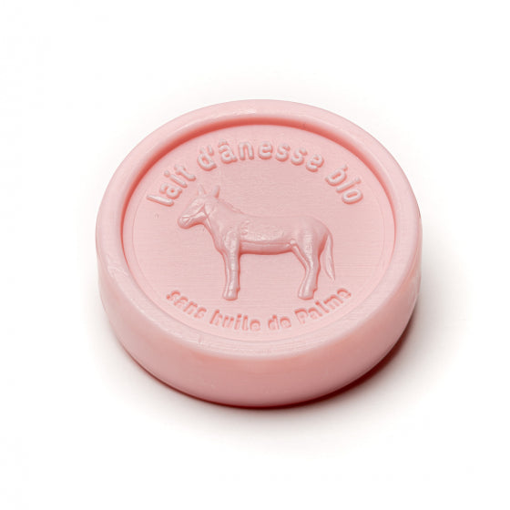 Savon rond sans huile de palme au lait d'ânesse biologique Rose 100g