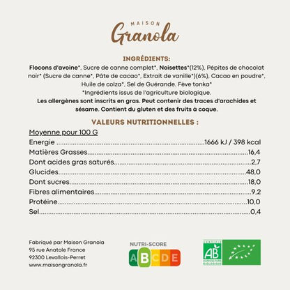 Granola Chocolat Noisettes Fève Tonka_Muesli croustillant