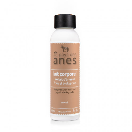 Lait corporel au lait d’ânesse frais et biologique Monoï 250 ml