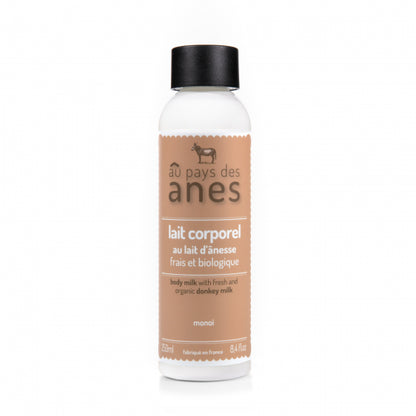Lait corporel au lait d’ânesse frais et biologique Monoï 250 ml