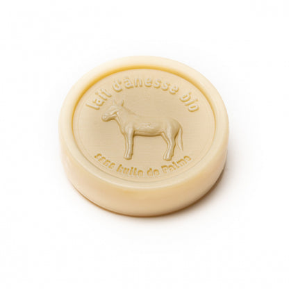 Savon rond sans huile de palme au lait d'ânesse biologique Monoï 100g