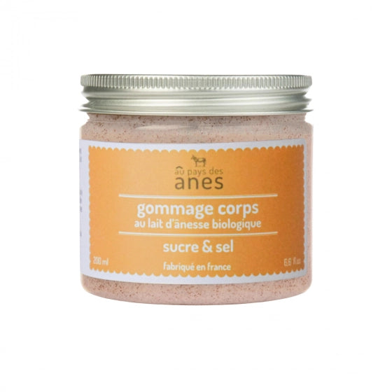 Gommage corps au lait d'ânesse biologique Sucre & Sel 200 ml