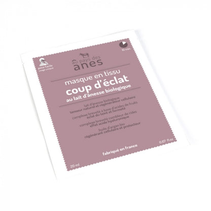 Masque Coup d'éclat en tissu au lait d'ânesse biologique 20 ml
